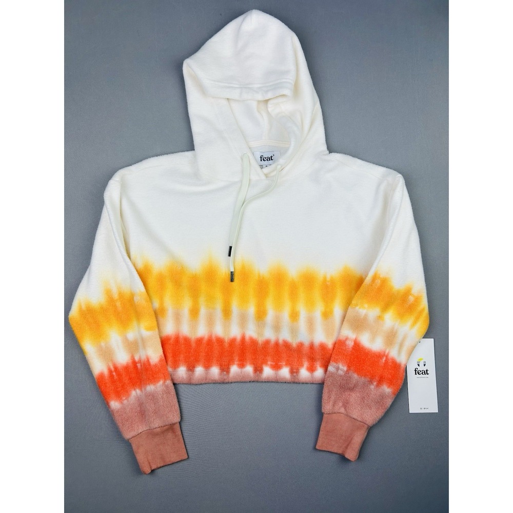 Feat Women's S Tie Dye Crop Hoodie Desert Sunset Blanket Blend‎ NEW